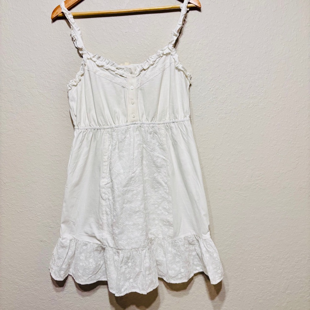 Hem & Thread Boho Babydoll Sleeveless Mini Dress Ruffled Floral Embroidered Sz M